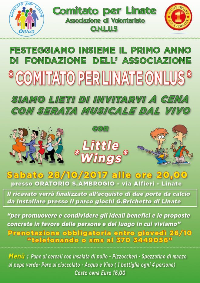 FESTEGGIAMO INSIEME IL PRIMO ANNO DI FONDAZIONE DELL’ ASSOCIAZIONE ONLUS COMITATO PER LINATE