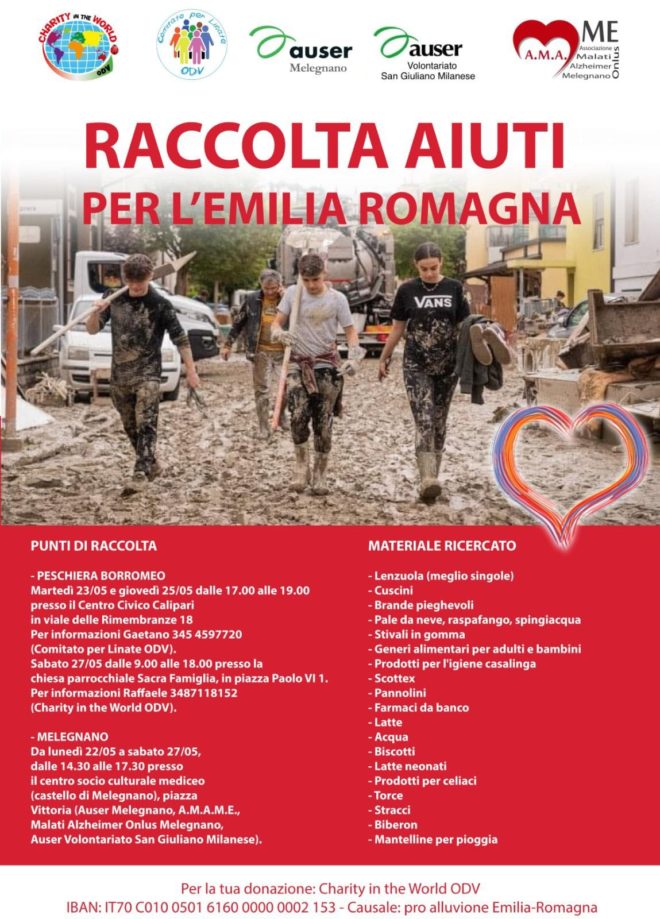 Raccolta alimenti per gli alluvionati dell’Emilia Romagna