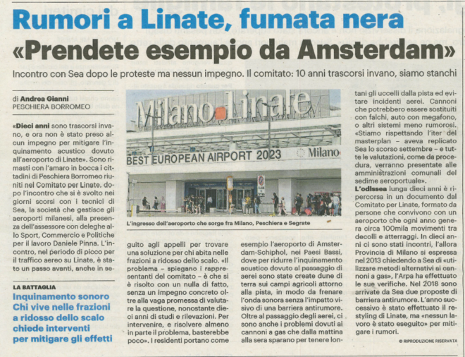 Rumori a Linate – fumata nera – Il Giorno 30-12-2023