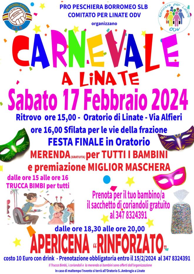 CARNEVALE a LINATE – Sabato 17 Febbraio 2024