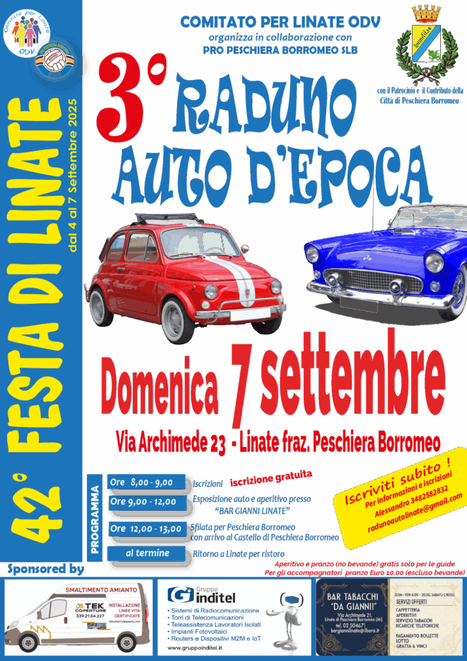3° RADUNO AUTO D’EPOCA – 7 SETTEMBRE 2025